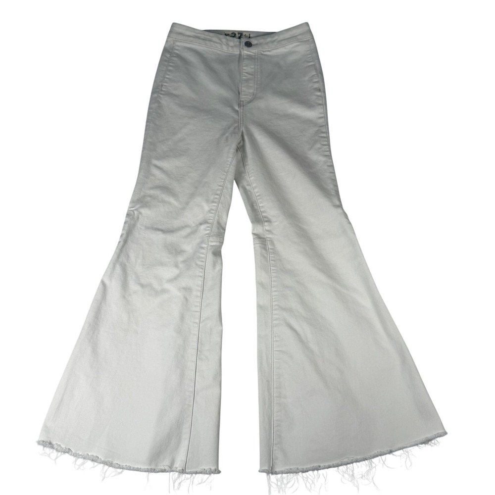 We The Free Just Float On Flare Jeans 27 White Denim High Rise Bell Bottoms